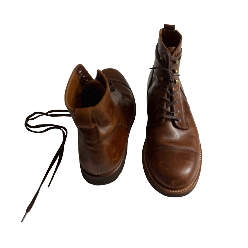 J. CREW Kenton Brown Leather Cap Toe Boots Sz 11 -Rugged Utility & Refined Style - Picture 2 of 11